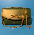 Gucci Zumi Small Green Leather Shoulder Bag Gold Chain GG Horsebit