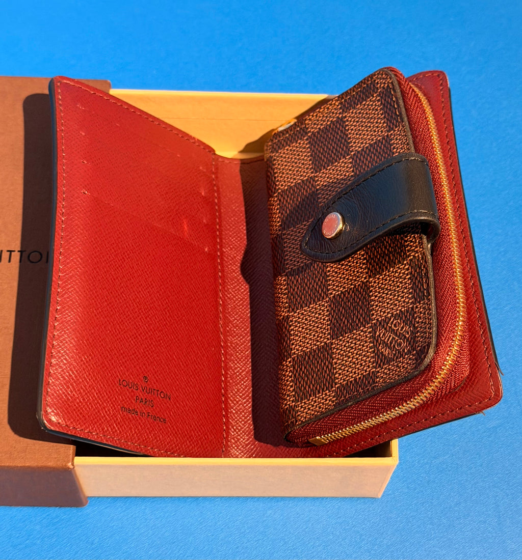Louis Vuitton Juliette Wallet Damier Ebene Bordeaux Red Black