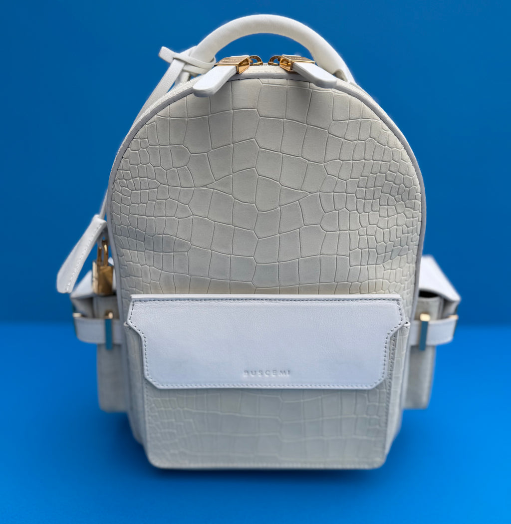 Rare Buscemi Phd Mini Nubuck Alligator Print Backpack