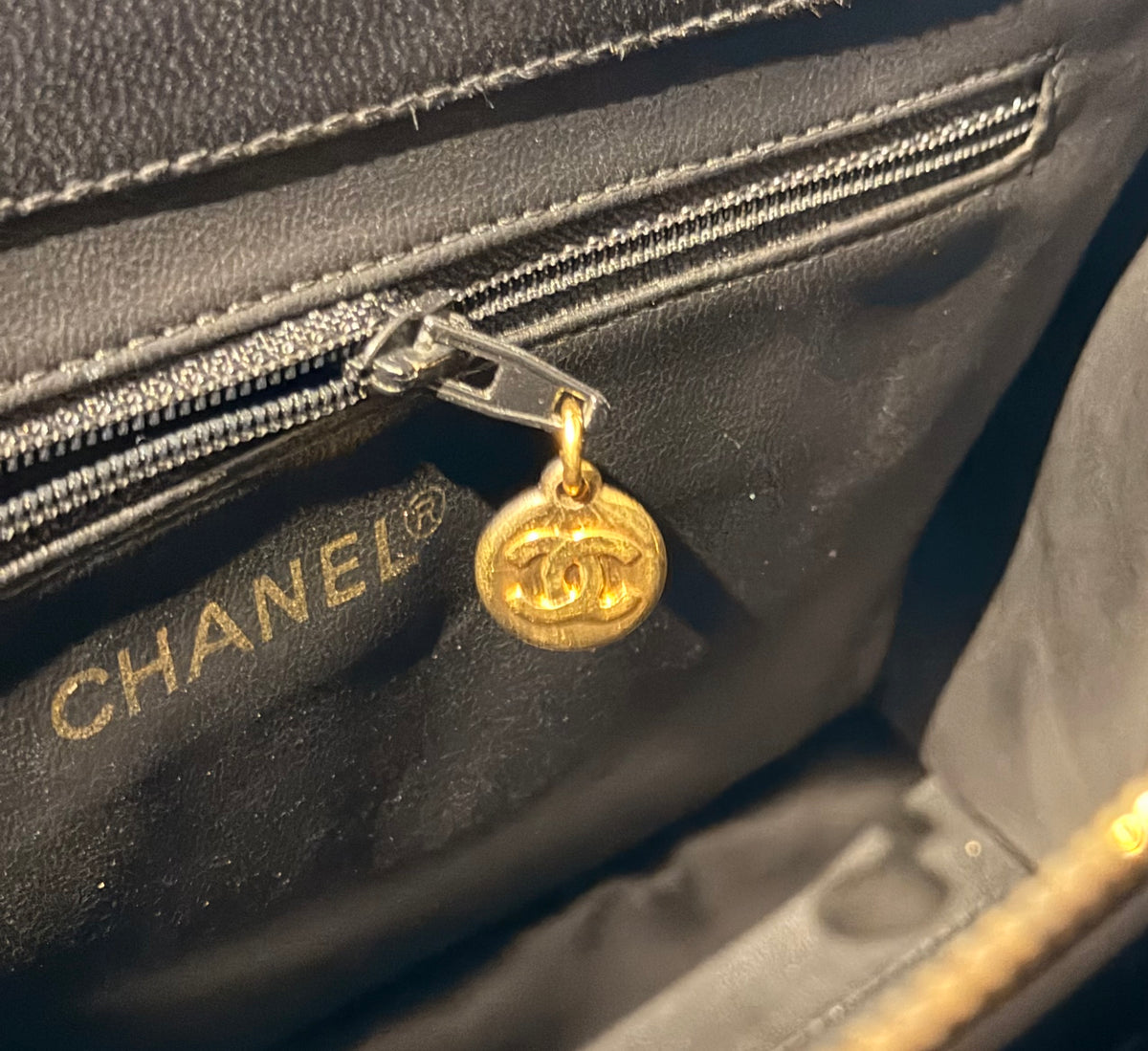 Chanel Medium Chevron V Stitch Black Lambskin Leather Top Handle Bag