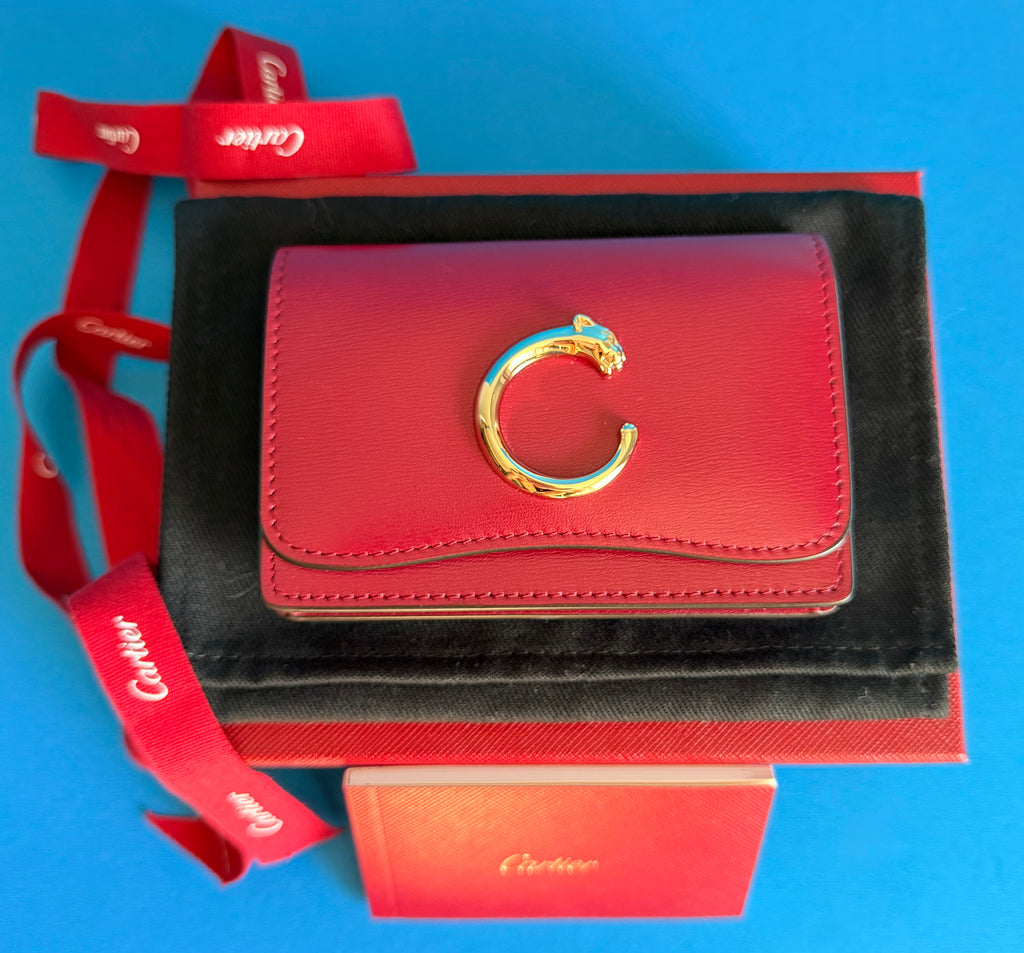 Cartier Panthère C De Cartier Mini Wallet In Cherry Red Calfskin