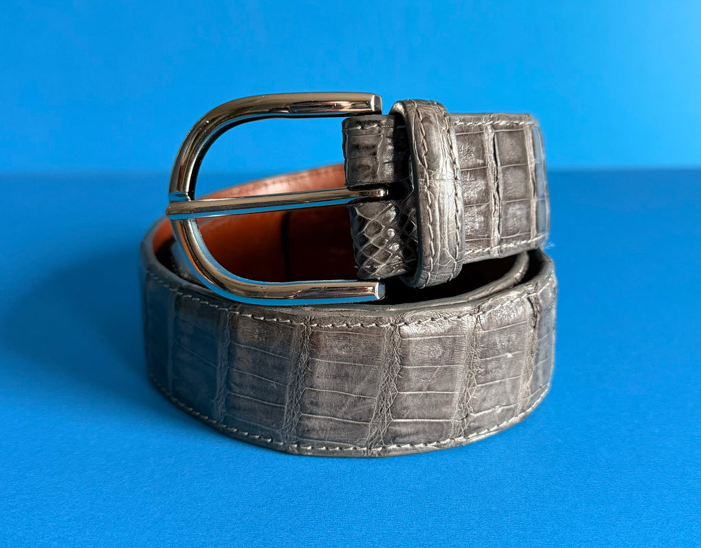 Genuine, alligator leather belt