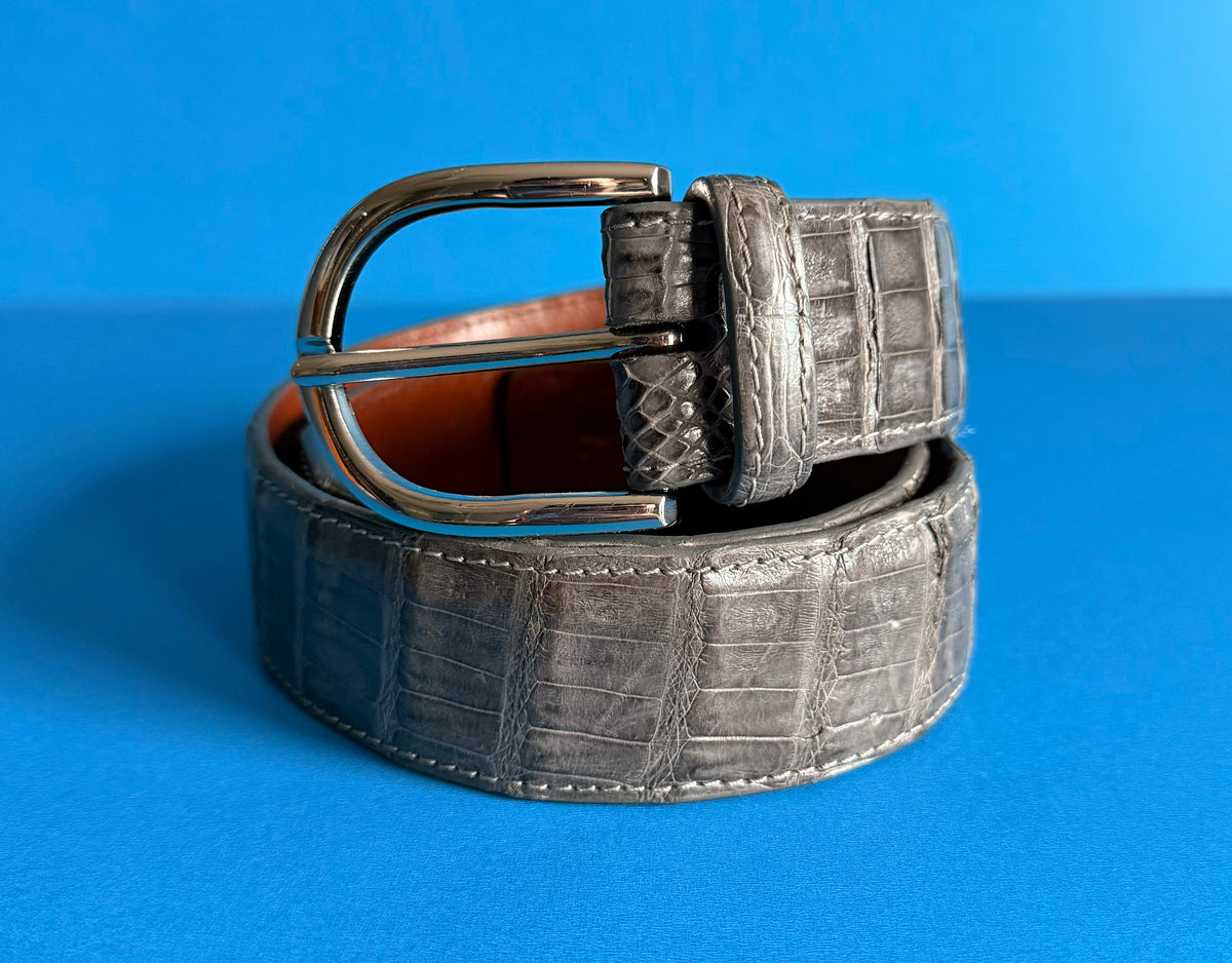Genuine, alligator leather belt